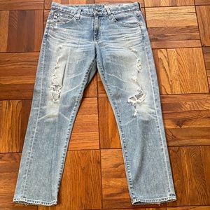 AG distressed slim boyfriend jeans